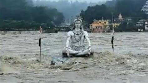 Rishikesh's Shiva Statue Partially Submerged As Ganga Water Rises To ...