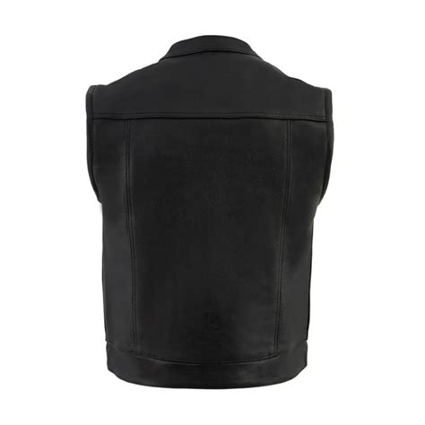 Mens Black Motorcycle Style Genuine Leather Vest