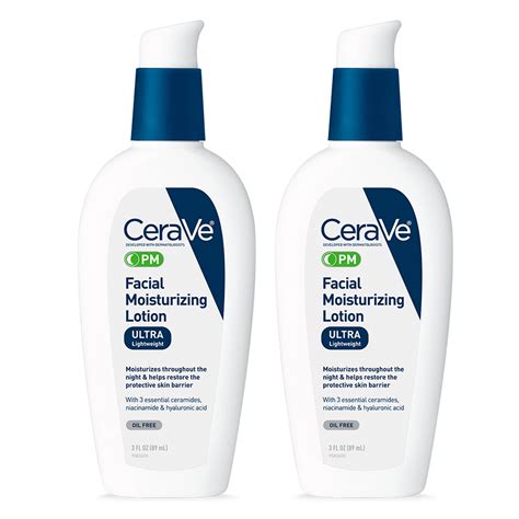 CeraVe PM Facial Moisturizing Lotion, Face Moisturizer for Night Use, 3oz - 2 Pack - Walmart.com ...