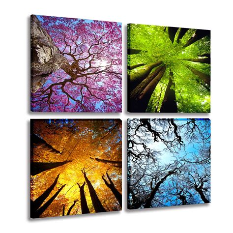 AMERICAS SEASONS - 12x12 inch- 4 paintings - Summer - Fall - Winter - Spring - campestre.al.gov.br