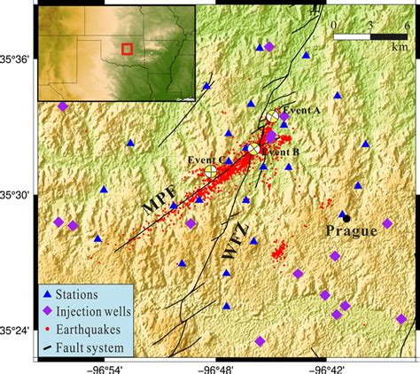 Topographic map of the Prague, Oklahoma. Inset map shows the location... | Download Scientific ...