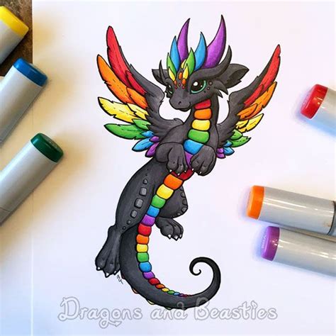 Copic Rainbow Dragon by DragonsAndBeasties on DeviantArt | Cute dragon ...