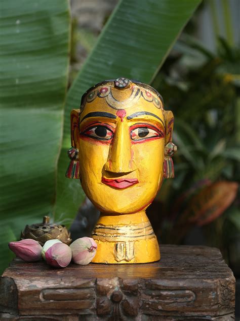 Ma Amba Wooden Sculpture | Ma Amba Rustic Orange Religious Statue ...