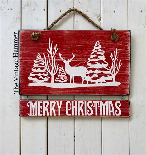 Christmas Sign, merry Christmas, Christmas deer, wood sign saying, rustic saying sign, wood sign ...