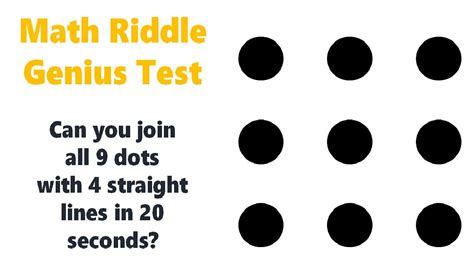 Math Riddle Genius Test: Can you join all 9 dots with 4 lines in this ...