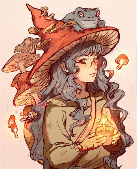 The Mushroom Witch & Her Familiar by Clivenzu, 2018, Digital : r/Art