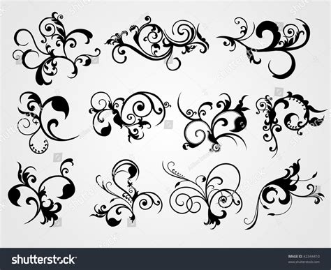 Black Floral Pattern Tattoos Illustration Stock Vector 42344410 ...