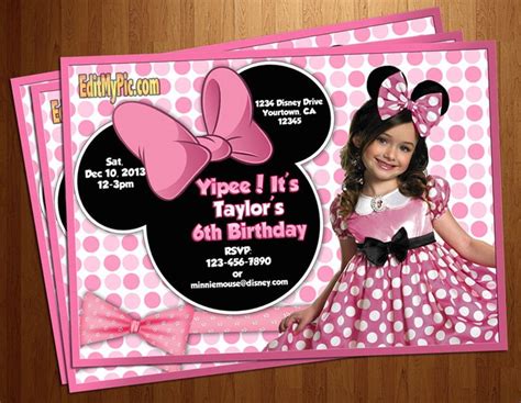 FREE Printable Minnie Mouse Birthday Invitations Personalized | FREE Invitation Templates - Drevio