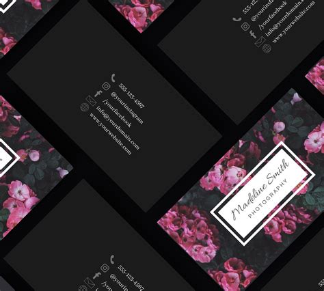 Dark Floral Business Card Canva Template Easy to Edit & | Etsy in 2020 ...