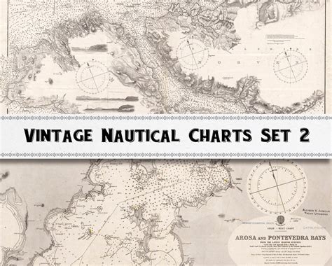 Vintage Nautical Chart Images Set 2 / Coastal Maps / Digital - Etsy