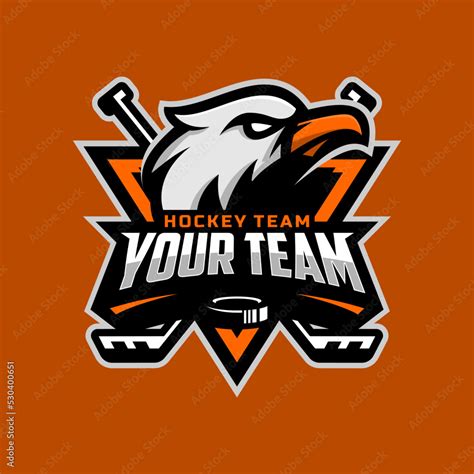 Eagle head logo for the ice hockey team logo. vector illustration. With a combination of shields ...