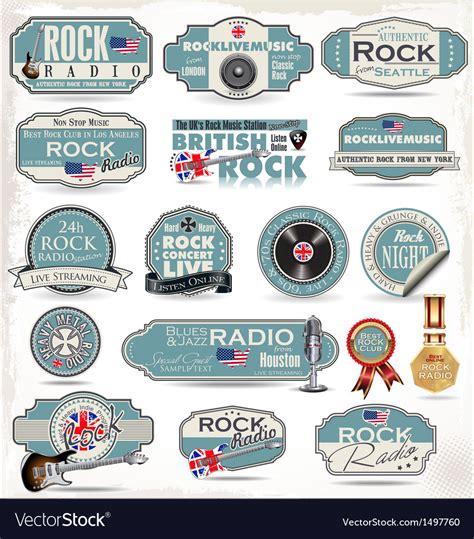 Rock music labels Royalty Free Vector Image - VectorStock