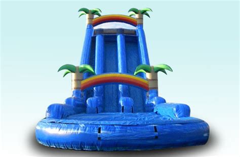 Light Blue 27FT Tropical Rush Inflatable Water Slides Slip N Slide For ...