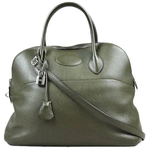 Hermes Olive Green Clemence Leather "Bollide 35" Top Handle Satchel Bag ...