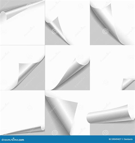 Creative Page Curl Flipped Edge Paper Template Set Stock Vector - Image: 59049427