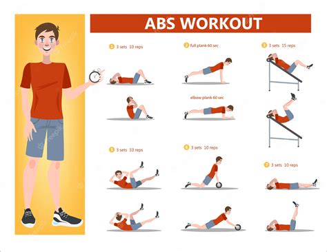 Premium Vector | ABS workout for men.