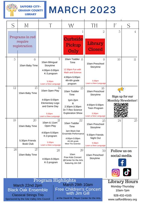 Monthly Calendar of Events | Safford, AZ - Official Website