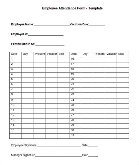 Attendance Sheet Template Google Sheets