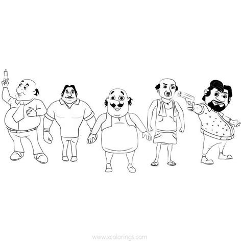 Motu Patlu Characters Coloring Pages - XColorings.com