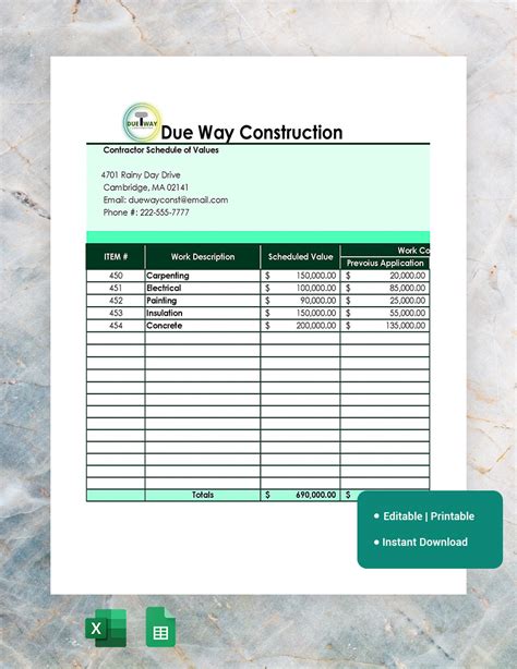 Contractor Schedule Template