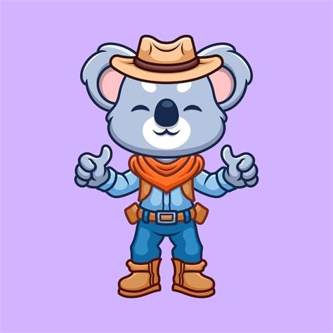 Premium Vector | Cowboy koala cute cartoon