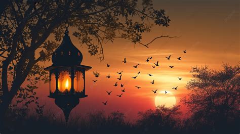 Vintage Ramadan Lantern Islamic Lamp Silhouette Background, Mosque ...