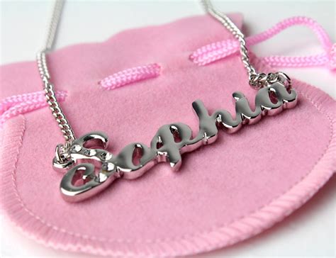 Name Necklace Sophia White Gold Plated 18ct Personalised - Etsy