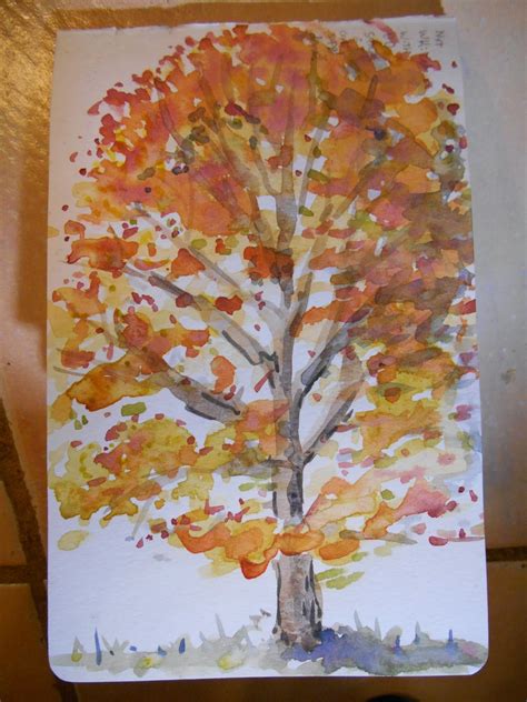 Urban Sketchers Portland: Watercolor: a tree in autumn