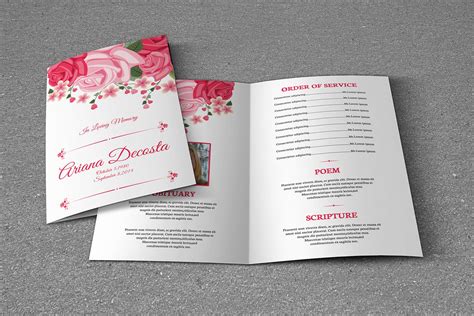 Floral Funeral Program Template Obituary Template | Etsy