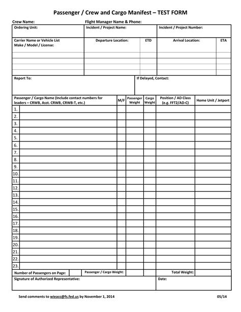 Cargo Manifest Form ≡ Fill Out Printable PDF Forms Online