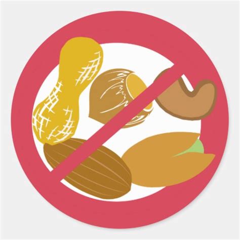 No Peanuts or Nuts Food Allergy Alert Stickers | Zazzle