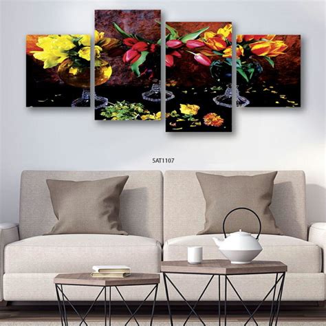 Quadro Flores Floral Decoração Quarto Sala Quarto Kit 4peças