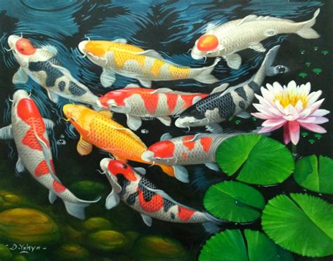 Dunia Lukisan JAVADESINDO Art Gallery: >> FENG SHUI LUKISAN 9 IKAN KOI ...