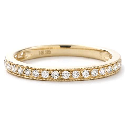 3/4 Around 0.23 CTTW Diamond Milgrain Band in Yellow Gold | New York ...