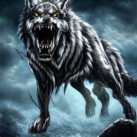 fenrir ( norse mythology ) ; wolf god of destruction, | Stable Diffusion