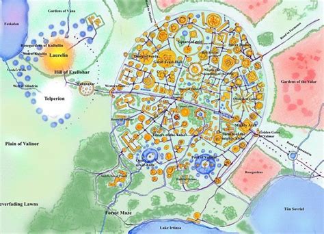 Map of Valmar in Valinor [LOTR] : imaginarymaps | Valinor, Silmarillion map, Map