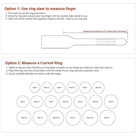 Engagement & Wedding Ring Size Chart Printable