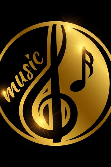 Luxury music logo design - golden shiny musical emblem