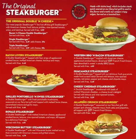 Menu at Steak 'n Shake fast food, Evanston, Oakton St