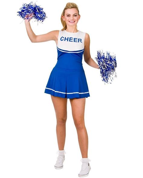 Blue Ladies Cheerleader School Girl Uniform Fancy Dress Costume - Cheerleader Costume - Sports ...