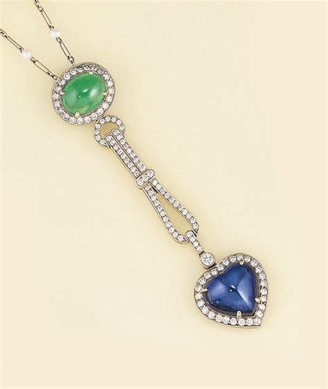 A diamond, emerald and sapphire pendant necklace | Christie's