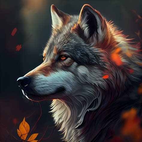 Digital painting of a wolf in autumn forest. Digital painting of a wolf ...