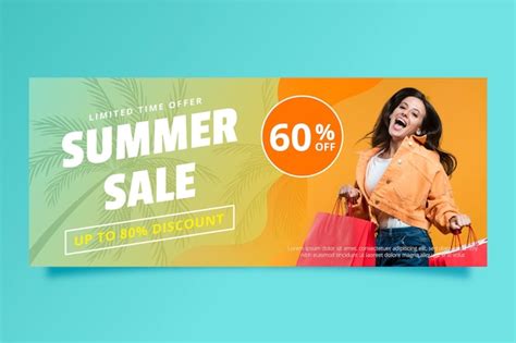 Free Vector | Gradient summer sale banner template with photo