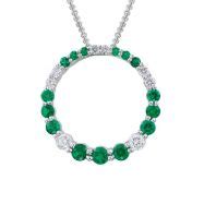 14kt Open Circle Emerald & Diamond Necklace | Jupiter Jewelry, Inc.