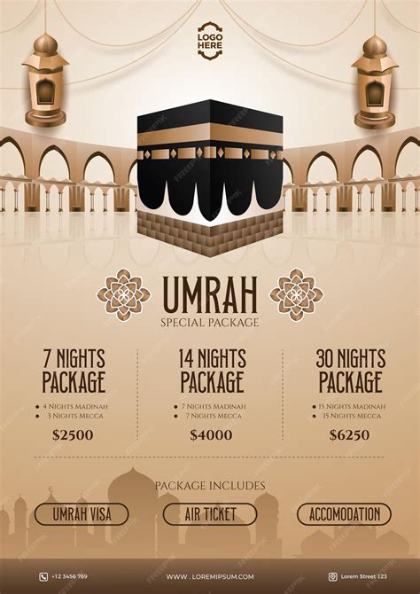 Premium Vector | Umrah and Hajj package price flyer design