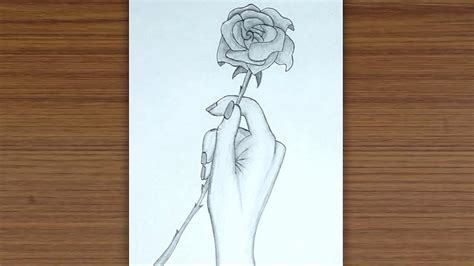 Sketch Hand Holding Flower Drawing - Dibujos Meaningful Deprese Fairy Garcon Rip Squelette Umění ...