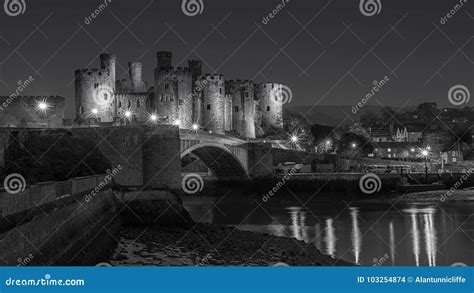 Conwy castle at night stock photo. Image of britain - 103254874