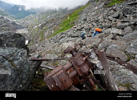 Old artifacts. Chilkoot Pass. Chilkoot Trail. Alaska. USA Stock Photo ...