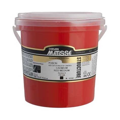 Cadmium Red Paint Bulk Litre - Matisse Structure - Artworx