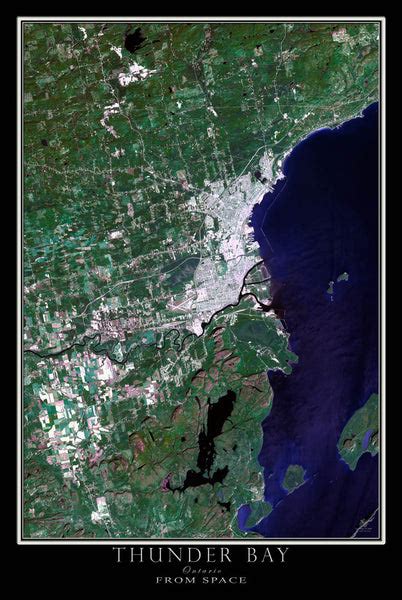 Thunder Bay Ontario Satellite Poster Map — aerial views, from space ...